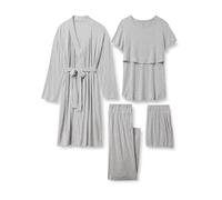 Amazon Essentials Women's Soft Modal Nursing Maternity Sleepwear Pyjama Bundle, 4 Piece, Medium Grey Heather, M