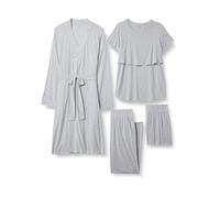 Amazon Essentials Women's Soft Modal Nursing Maternity Sleepwear Pyjama Bundle, 4 Piece, Medium Grey Heather, L