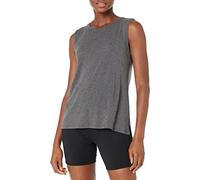 Amazon Essentials Women's Soft Pima Cotton Standard-Fit Full-Coverage Sleeveless Yoga Vest, Dark Grey Heather, XS
