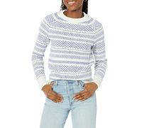 Amazon Essentials Women's Soft-Touch Crewneck Fair Isle Pattern Jumper, Blue White Graphic Fairisle, XS