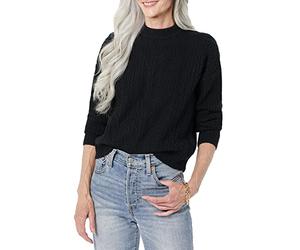 Amazon Essentials Women's Soft-Touch Modern Cable Crewneck Sweater (Available in Plus Size), Black, S