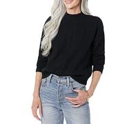 Amazon Essentials Women's Soft-Touch Modern Cable Crewneck Sweater (Available in Plus Size), Black, XS