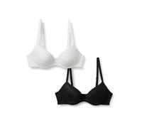 Amazon Essentials Women's Stretch All over lace Lined Push-up Bra, Pack of 2, Black/White, 34DD