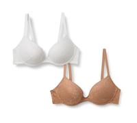 Amazon Essentials Women's Stretch All over lace Lined Push-up Bra, Pack of 2, Washed Bronze/White, 32DD