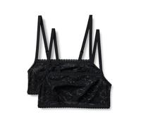 Amazon Essentials Women's Stretch All Over Lace Square Neck Bralette, Pack of 2, Black, L