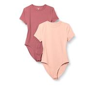 Amazon Essentials Women's Stretch Cotton Jersey Slim-fit T-Shirt Bodysuit, Pack of 2, Dusty Rose/Plum, XL