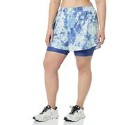 Amazon Essentials Women's Stretch Woven Double Layered Running Short, Blue Sky Print, 5XL Plus