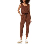 Amazon Essentials Women's Studio Terry Fleece Jumpsuit (Available in Plus Size), Black Brown Animal Print, X-Large