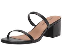 Amazon Essentials Women's Thin Two Strap Heeled Slide, Black, 7 UK
