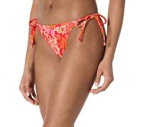 Amazon Essentials Women's Tie Side Bikini Bottom, Bright Red Multi Folk Floral, 14