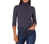Amazon Essentials Women's Turtleneck Long Sleeve Shirt (Available in Plus Size), Camel Navy Dots, M
