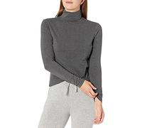 Amazon Essentials Women's Turtleneck Long Sleeve Shirt (Available in Plus Size), Grey (Charcoal Heather), XS