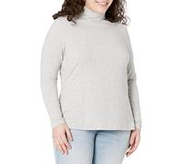 Amazon Essentials Women's Turtleneck Long Sleeve Shirt (Available in Plus Size), Grey (Grey Heather), L