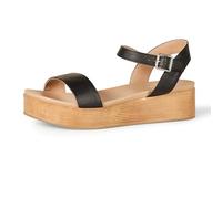 Amazon Essentials Women's Two Band Flatform Sandal, Black, 4.5 UK