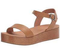 Amazon Essentials Women's Two Band Flatform Sandal, Cognac, 2.5 UK