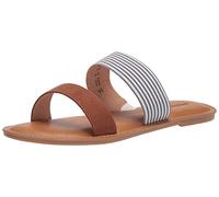 Amazon Essentials Women's Two Band Slip On Open Toe Sandal, Light Blue, 7.5 UK