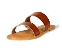 Amazon Essentials Women's Two Band Slip On Open Toe Sandal, Tan, 7