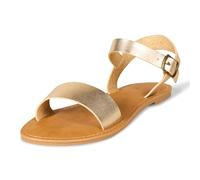 Amazon Essentials Women's Two Strap Buckle Sandal, Gold, 4.5 UK