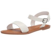 Amazon Essentials Women's Two Strap Buckle Sandal, White, 5 UK Wide