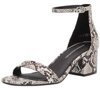 Amazon Essentials Women's Two Strap Heeled Sandal, Black White Faux Snake Skin, 10 UK