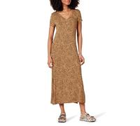 Amazon Essentials Women's V-Neck Short-Sleeve T-Shirt Jersey Midi Dress, Dark Camel Animal Print, L