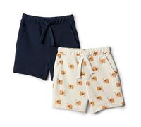 Amazon Essentials x Sofia Grainge Baby Boys' Pull-On Knit French Terry Shorts, Pack of 2, Elephants/Navy, 18 Months