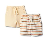 Amazon Essentials x Sofia Grainge Baby Boys' Pull-On Knit French Terry Shorts, Pack of 2, Pale Yellow/Stripes, 24 Months