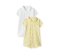 Amazon Essentials x Sofia Grainge Baby Boys' Short-Sleeve Cotton Polo Romper Suit, Pack of 2, White/Ice Cream, 12 Months
