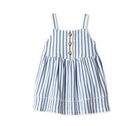 Amazon Essentials x Sofia Grainge Baby Girls' Cotton Casual Fit and Flare Dress, Blue Stripe, 24 Months