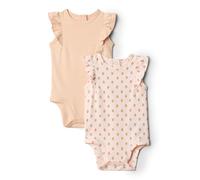 Amazon Essentials x Sofia Grainge Baby Girls' Cotton Ruffle-Sleeve Vest with Embroidered Detail, Pack of 2, Strawberry/Stripes, Premature