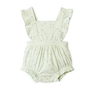 Amazon Essentials x Sofia Grainge Baby Girls' Cotton Sleeveless Romper Suit with Ruffles, Pale Mint Green Ditsy Floral, 6-9 Months