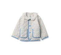 Amazon Essentials x Sofia Grainge Baby Girls' Midweight Field Jacket with Ruffle, Ivory Blue Outlined Blooms, 18 Months