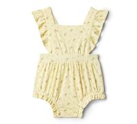 Amazon Essentials x Sofia Grainge Baby Girls' Sleeveless Ruffle Romper, Light Tan Ditsy Flowers, 6-9 Months