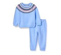 Amazon Essentials x Sofia Grainge Boys' Jumper Set, Cornflower Blue Fair Isle Geo, 2 Years