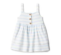 Amazon Essentials x Sofia Grainge Girls' Cotton Casual Fit and Flare Dress, Pale Blue Bold Stripe, 3 Years