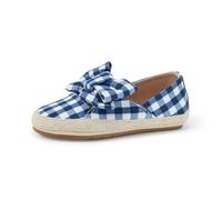Amazon Essentials x Sofia Grainge Girls' Cotton Jute Espadrilles with Bow, Navy Gingham, 1 UK