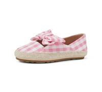 Amazon Essentials x Sofia Grainge Girls' Cotton Jute Espadrilles with Bow, Pink Gingham, 1 UK