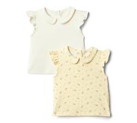 Amazon Essentials x Sofia Grainge Girl's Cotton Short-Sleeve Blouses with Ruffles, Pack of 2, Ditsy Floral/Ivory, 2 Years