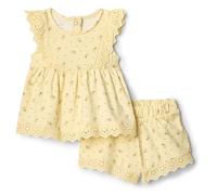 Amazon Essentials x Sofia Grainge Girls' Eyelet Short & Top Set, Light Tan Ditsy Flowers, 3 Years