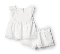 Amazon Essentials x Sofia Grainge Girls' Eyelet Short & Top Set, White, 3 Years