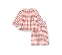 Amazon Essentials x Sofia Grainge Girls' Long Sleeve Flannel Set, Ivory Raspberry Red Windowpane, 3 Years