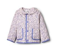 Amazon Essentials x Sofia Grainge Girls' Midweight Field Jacket with Ruffle, Blue Ivory Delicate Floral, 4 Years