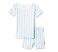 Amazon Essentials x Sofia Grainge Girls' Mommy and Me Short Sleeve Pyjama Set, Pale Blue Bold Stripe, 3 Years
