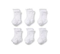 Amazon Essentials x Sofia Grainge Girls' Scallop Top Socks, 6 Pairs, White, 2-3 Years