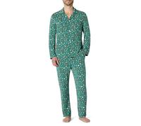 Amazon Essentials x Sofia Grainge Men's Pyjama Set, Dark Sage Green Holiday, S