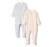 Amazon Essentials x Sofia Grainge Unisex Babies' Cotton Footed Sleepsuit, Pack of 2, Blue Bunny Bear, Premature