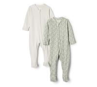 Amazon Essentials x Sofia Grainge Unisex Babies' Cotton Footed Sleepsuit, Pack of 2, Pale Green/Posey Floral, Premature