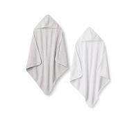 Amazon Essentials x Sofia Grainge Unisex Babies' Hooded Bath Towel, Pack of 2, Dove Grey/White, One Size