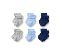 Amazon Essentials x Sofia Grainge Unisex Babies' Knitted Turn Cuff Socks, 6 Pairs, Grey Heather/Light Blue/Navy, 6-12 Months