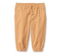 Amazon Essentials x Sofia Grainge Unisex Babies' Relaxed-Fit Cotton Stretch Twill Pull-On Jogger Trousers, Camel, 6-9 Months